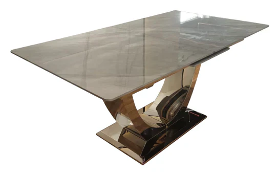 Arial 1.6-2.0m Extending Grey Ceramic Marble Dining Table - Image 5