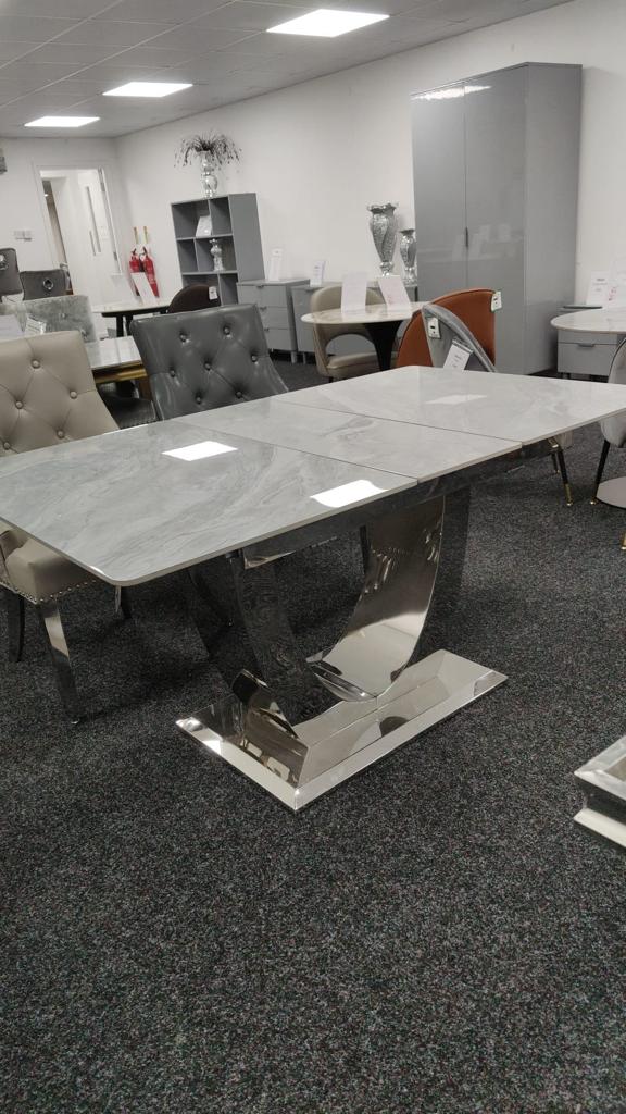 Arial 1.6-2.0m Extending Grey Ceramic Marble Dining Table - Image 6