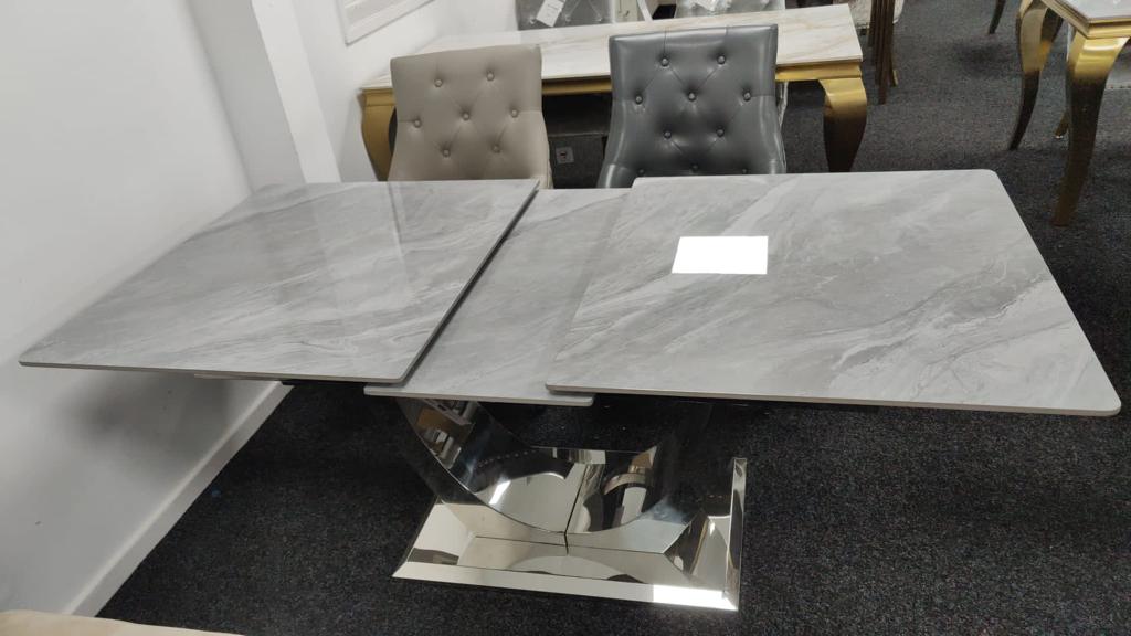 Arial 1.6-2.0m Extending Grey Ceramic Marble Dining Table - Image 7