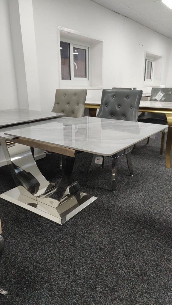 Arial 1.6-2.0m Extending Grey Ceramic Marble Dining Table - Image 8