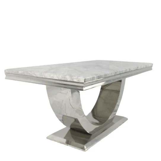 Arial 180CM Marble & Chrome Dining Table - 7 Colours - Image 10