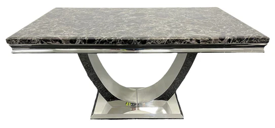 Arial 180CM Marble & Chrome Dining Table - 7 Colours - Image 11
