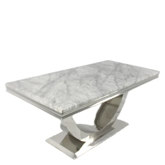 Arial 180CM Marble & Chrome Dining Table - 7 Colours - Image 12