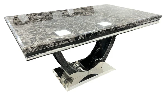 Arial 180CM Marble & Chrome Dining Table - 7 Colours - Image 13