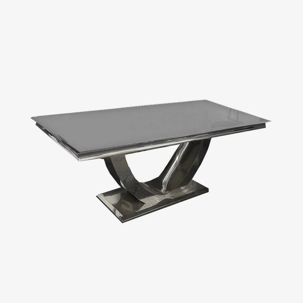 Arial 200CM Glass & Chrome Dining Table - 3 Colours - Image 3