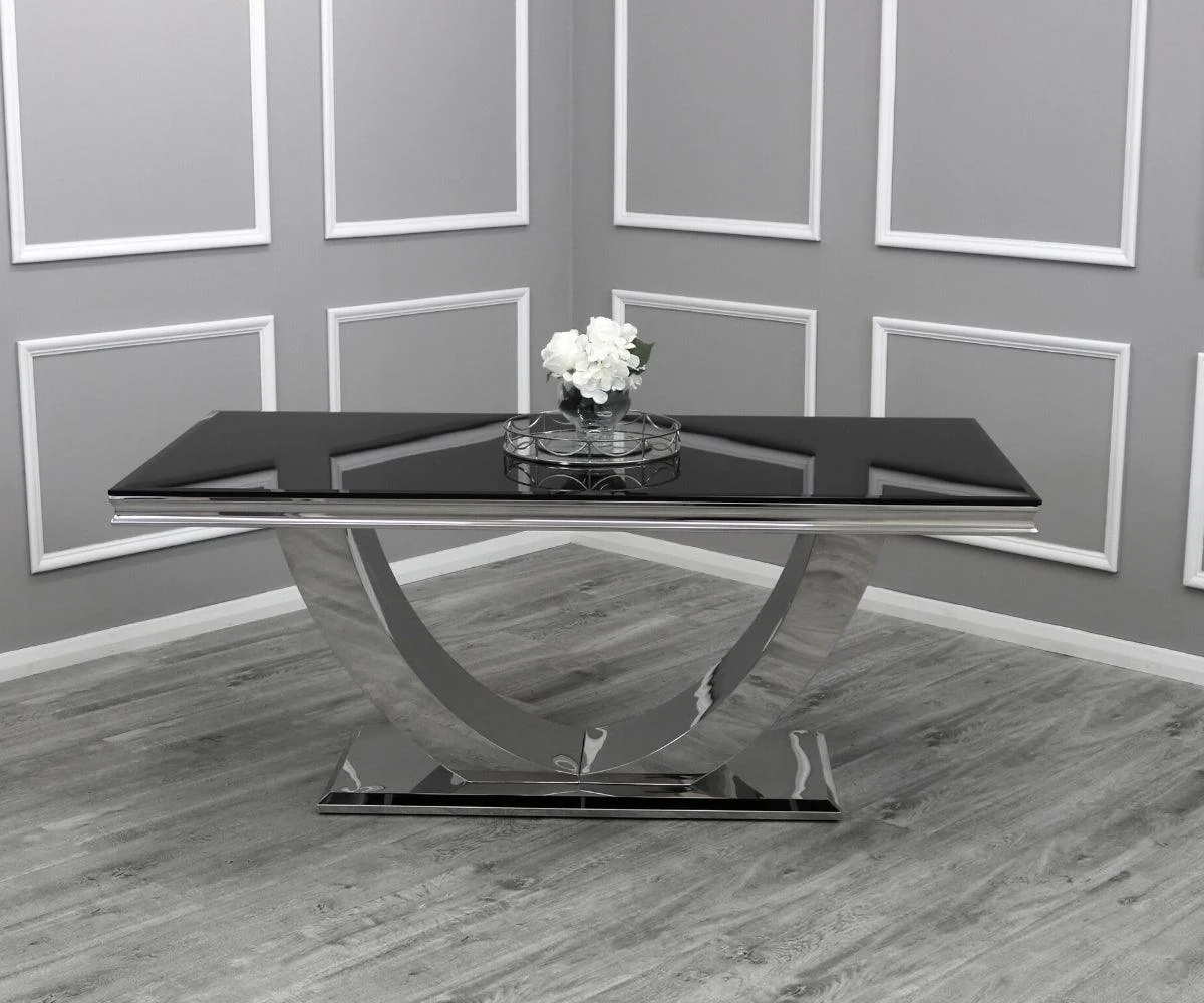 Arial 200CM Glass & Chrome Dining Table - 3 Colours - Image 5