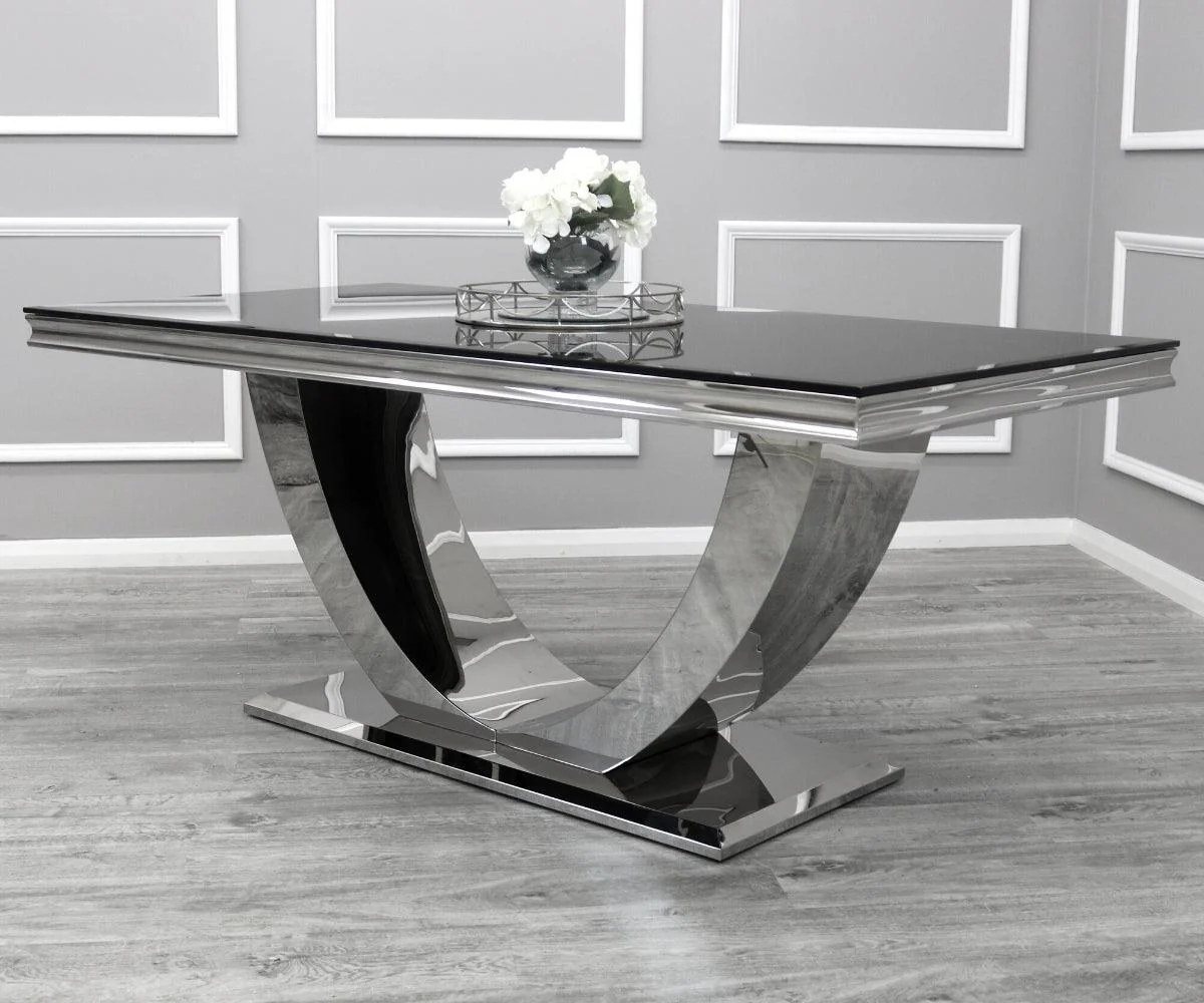 Arial 200CM Glass & Chrome Dining Table - 3 Colours - Image 6