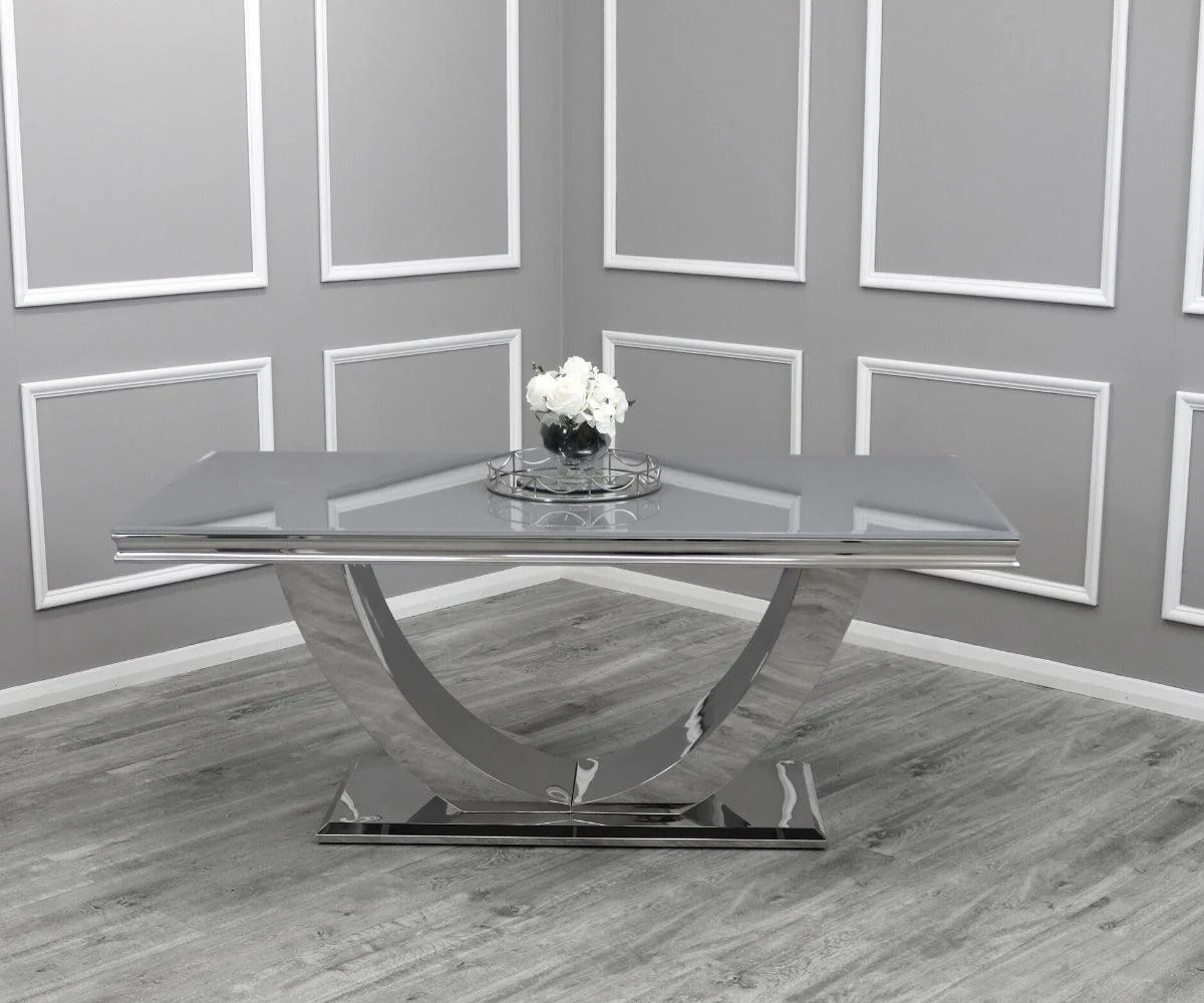 Arial 200CM Glass & Chrome Dining Table - 3 Colours - Image 7
