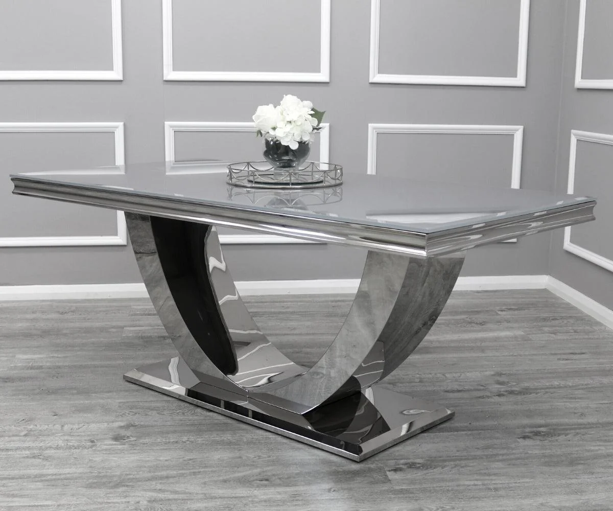 Arial 200CM Glass & Chrome Dining Table - 3 Colours - Image 8