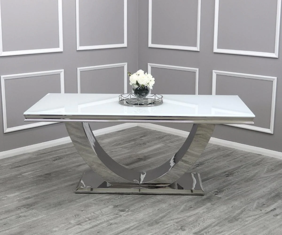 Arial 200CM Glass & Chrome Dining Table - 3 Colours - Image 9