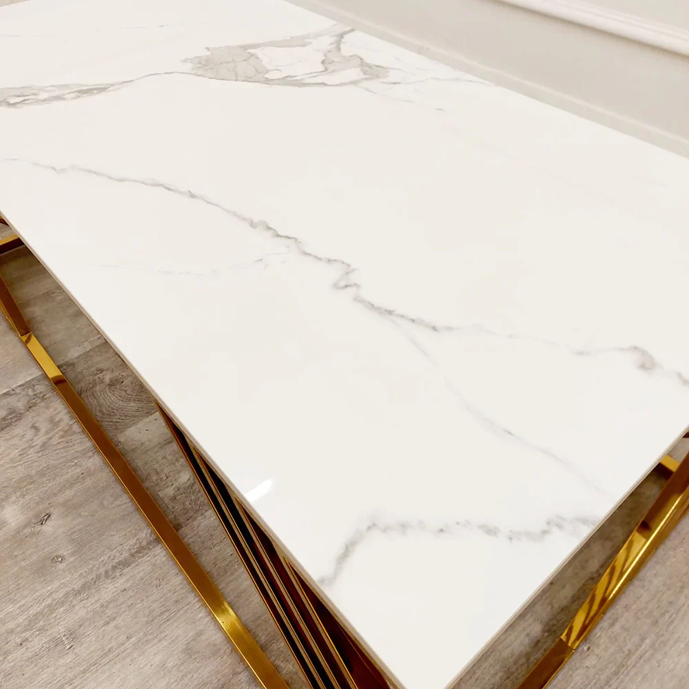 Azure Gold Coffee Table with Polar White Sintered Top - Image 3