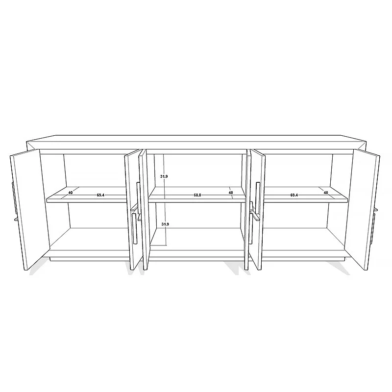 Bristol Dark Oak Sideboard with Gold Handles - Image 3