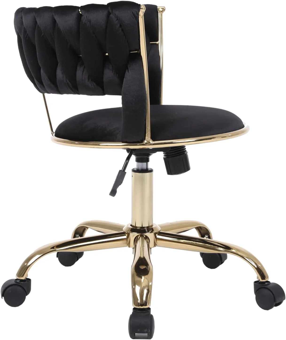 Camilla Luxury Black & Gold Velvet Salon Office Chair Gold Legs - Image 3
