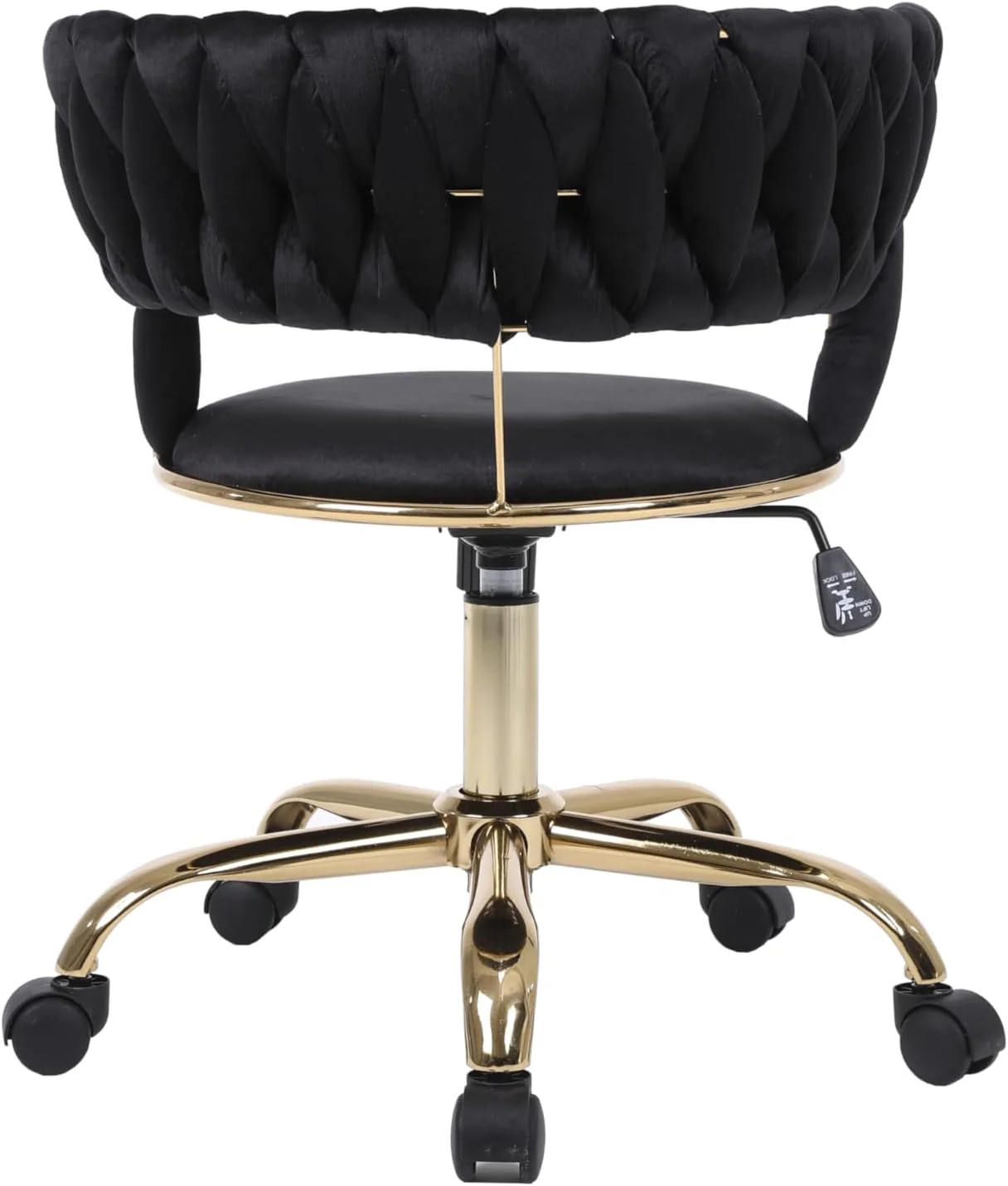 Camilla Luxury Black & Gold Velvet Salon Office Chair Gold Legs - Image 5