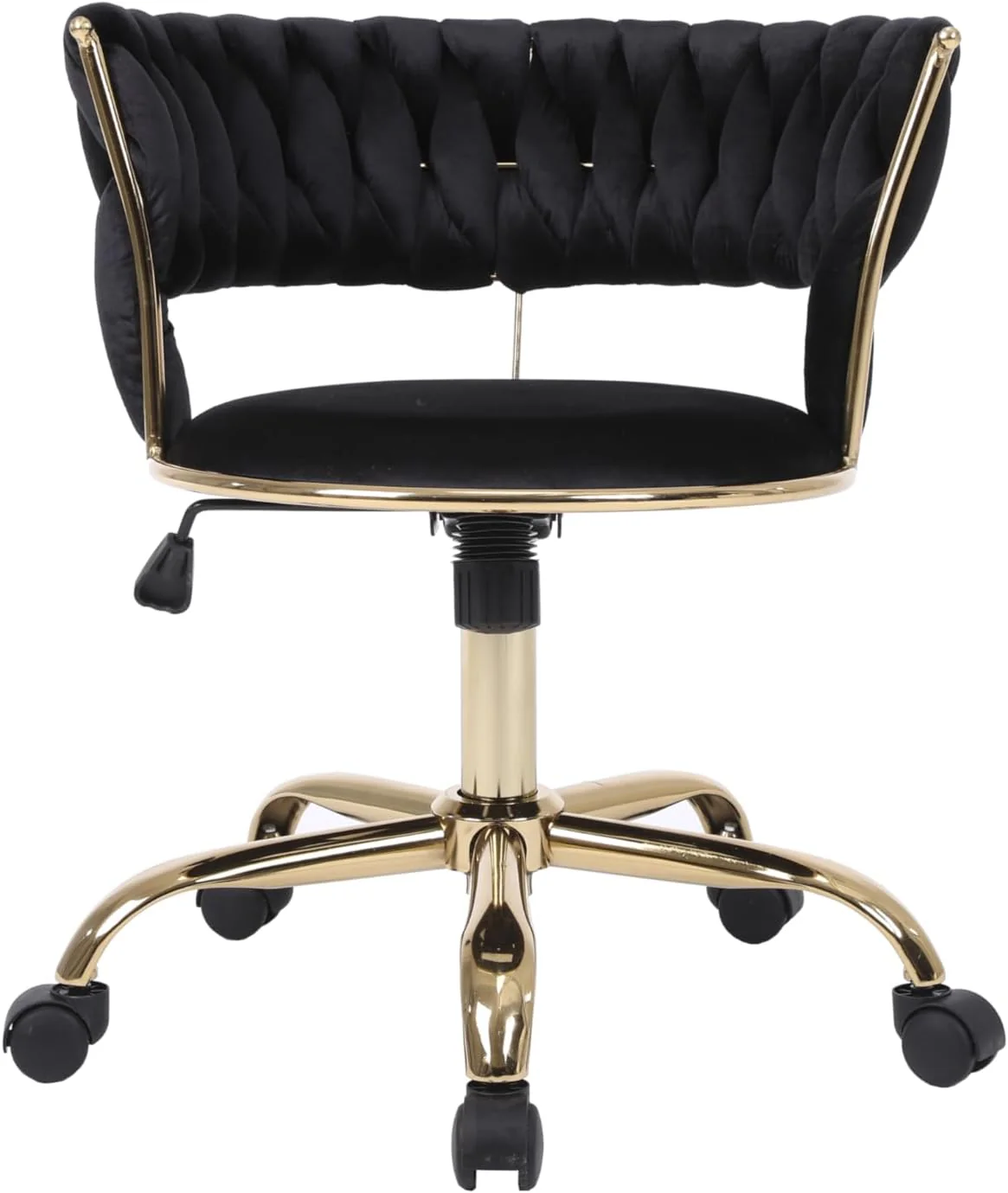 Camilla Luxury Black & Gold Velvet Salon Office Chair Gold Legs - Image 6