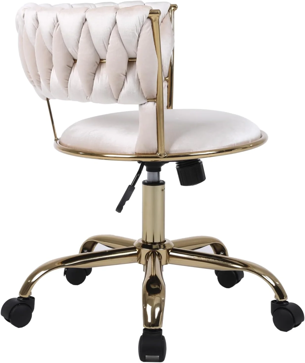 Camilla Luxury Cream & Gold Velvet Salon Office Chair Gold Legs - Image 4