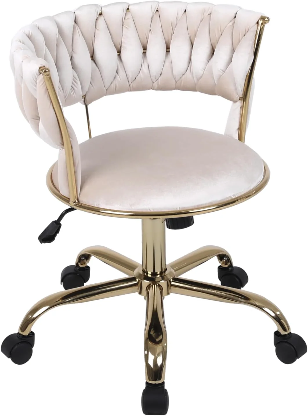 Camilla Luxury Cream & Gold Velvet Salon Office Chair Gold Legs - Image 5