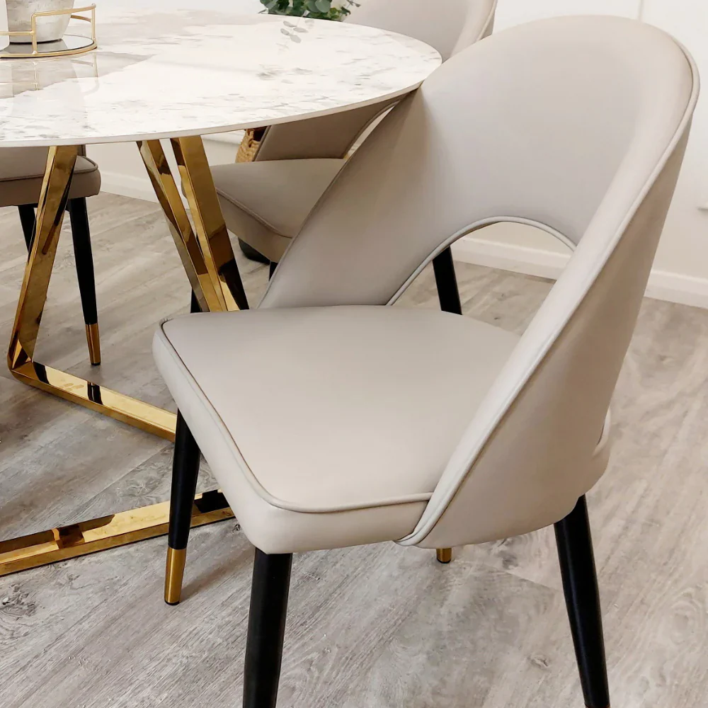 Louis Glass & Gold Dining Table With Astra Velvet / Leather Chairs - Image 10