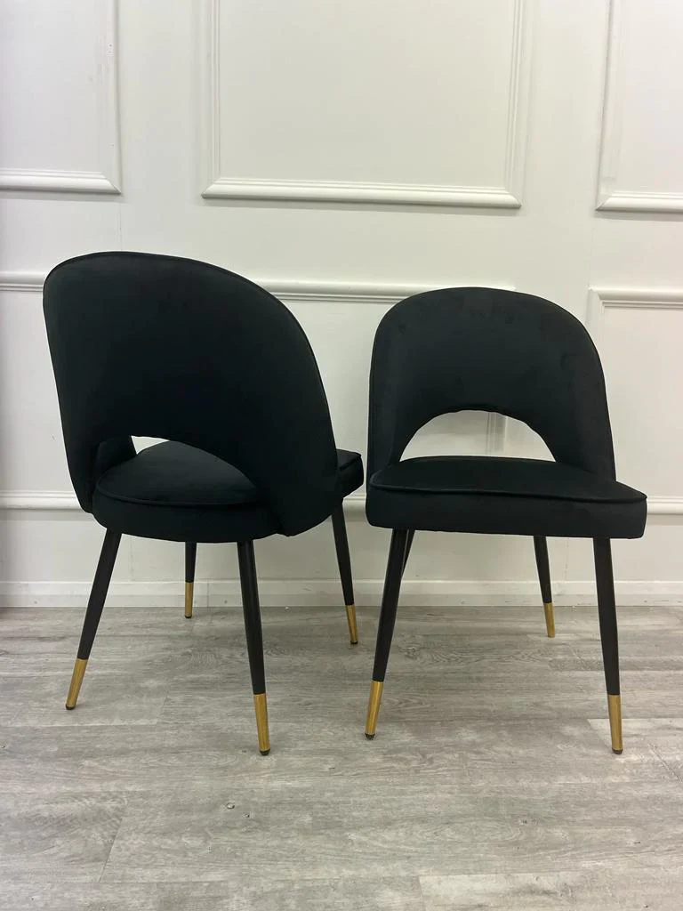 Louis Glass & Gold Dining Table With Astra Velvet / Leather Chairs - Image 11
