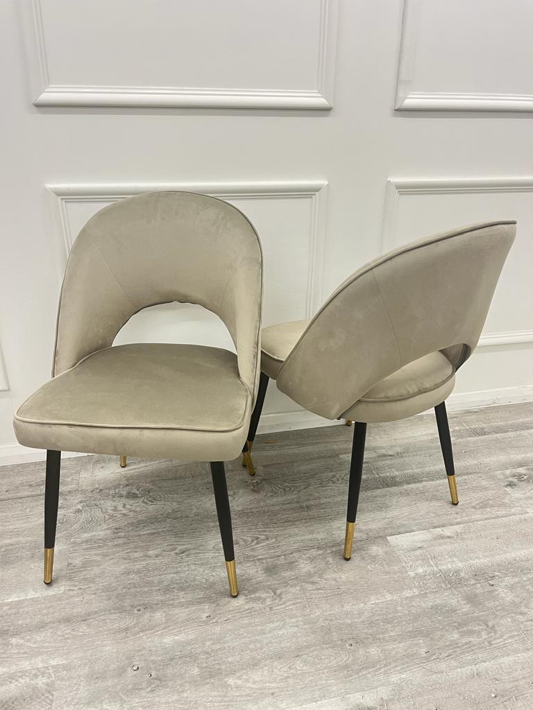 Louis Glass & Gold Dining Table With Astra Velvet / Leather Chairs - Image 14