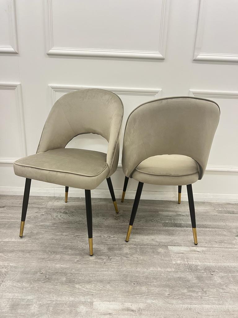Louis Glass & Gold Dining Table With Astra Velvet / Leather Chairs - Image 15