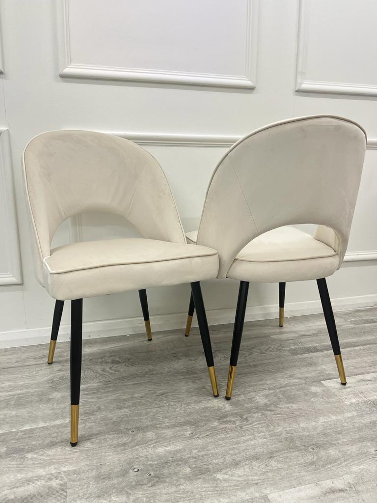Louis Glass & Gold Dining Table With Astra Velvet / Leather Chairs - Image 17
