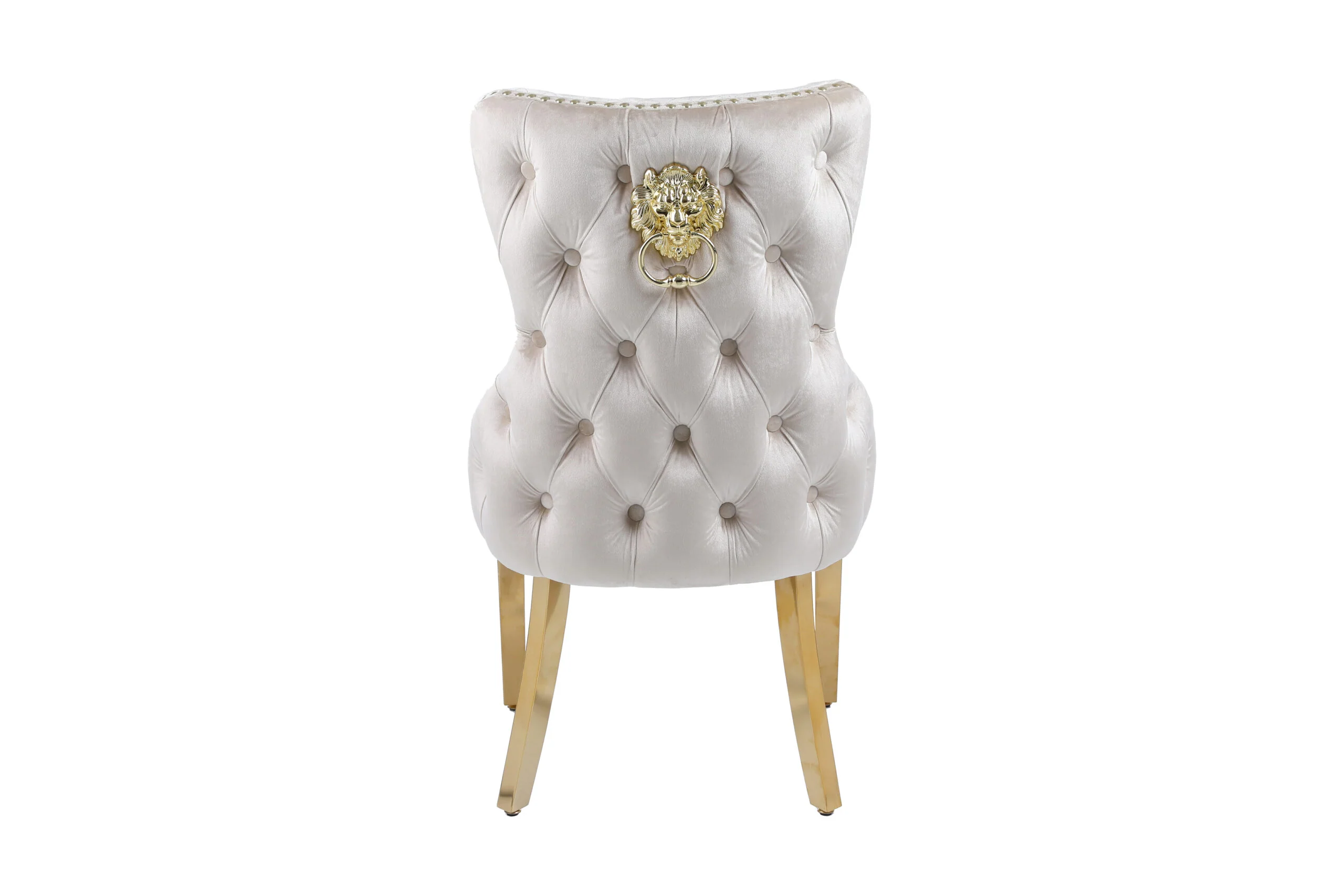 Louis Gold Pandora Gold Ceramic Marble Dining Table With Shimmer Gold Lion Knocker Dining Chairs - Image 11