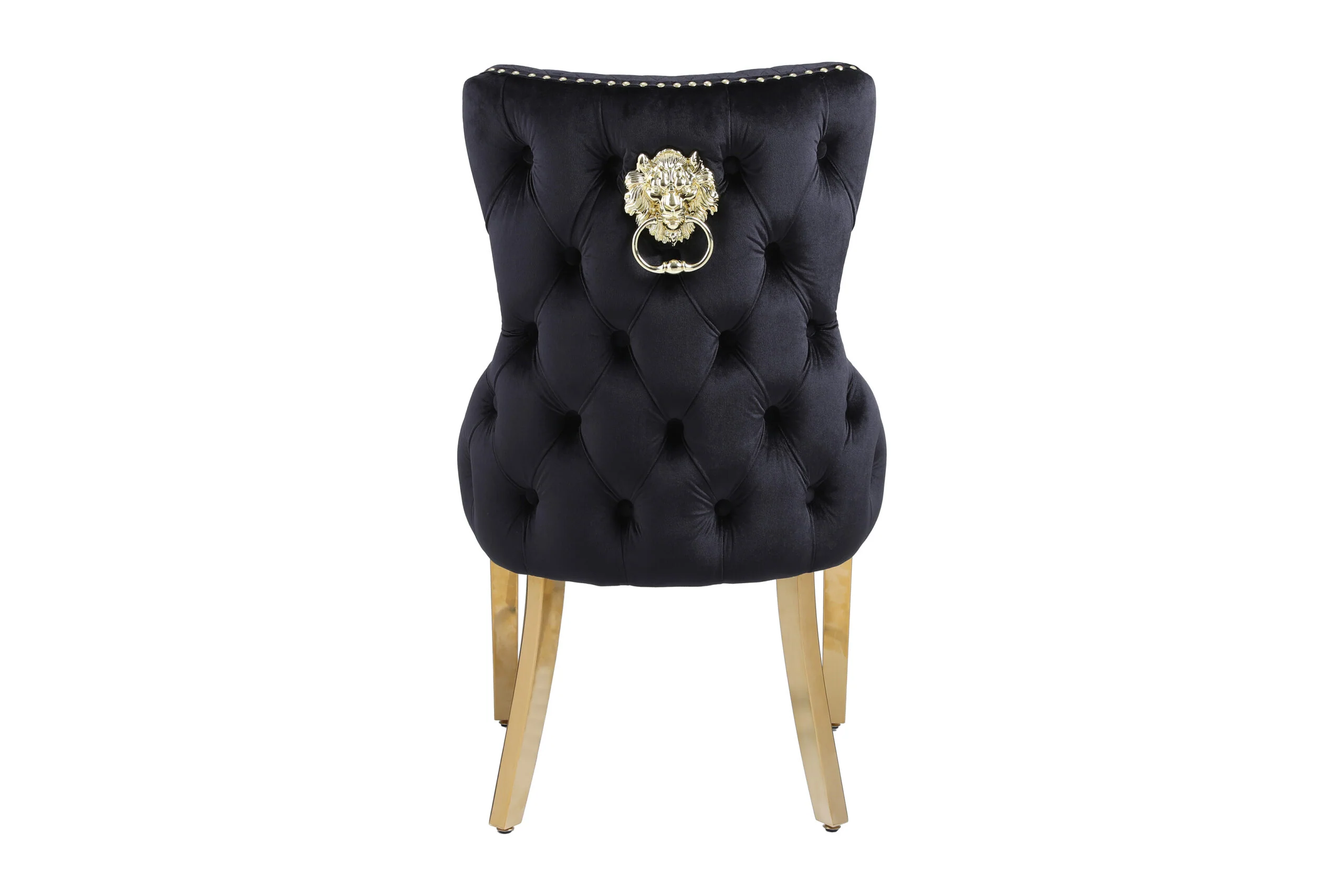 Louis Gold Pandora Gold Ceramic Marble Dining Table With Shimmer Gold Lion Knocker Dining Chairs - Image 7