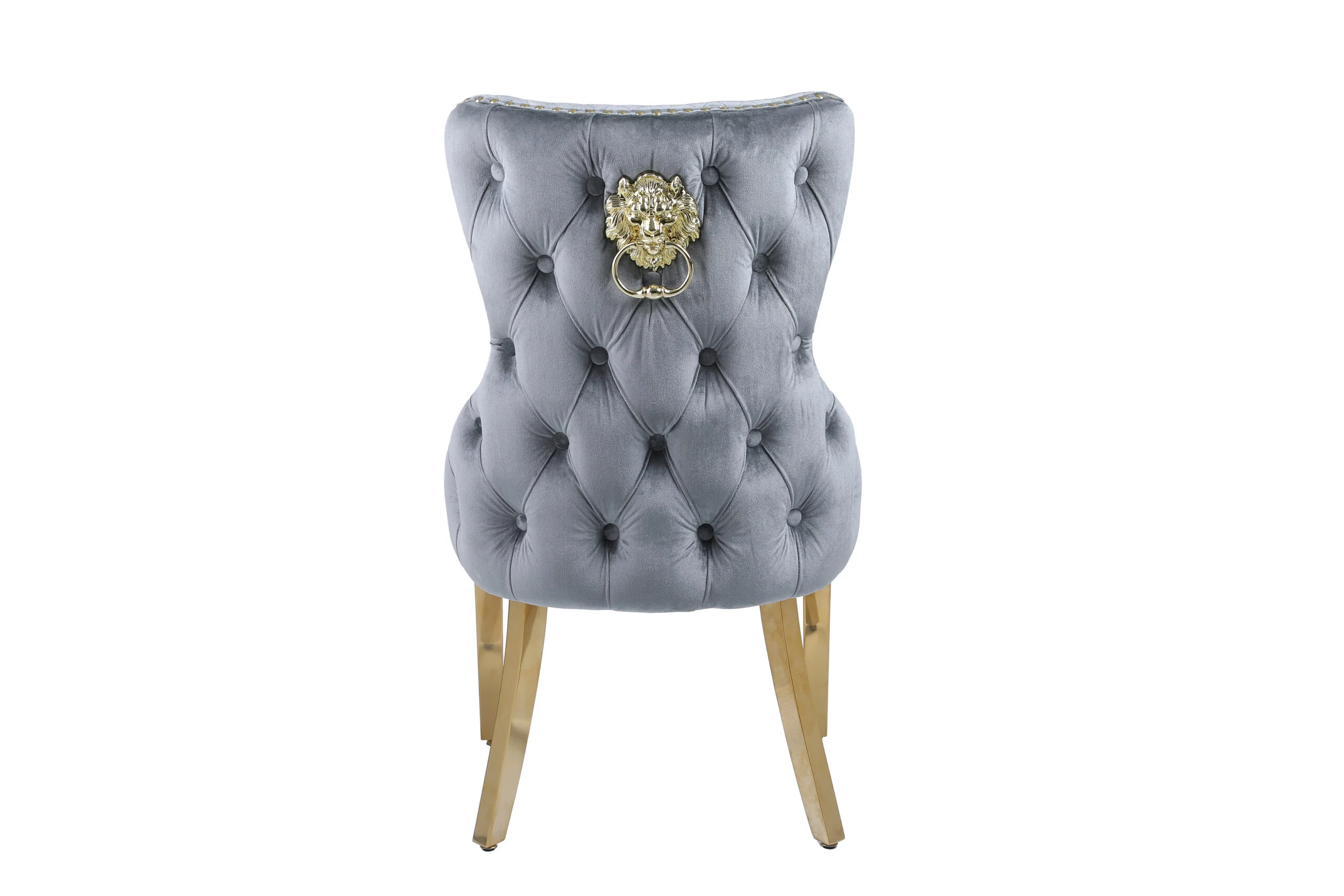 Louis Gold Pandora Gold Ceramic Marble Dining Table With Shimmer Gold Lion Knocker Dining Chairs - Image 9