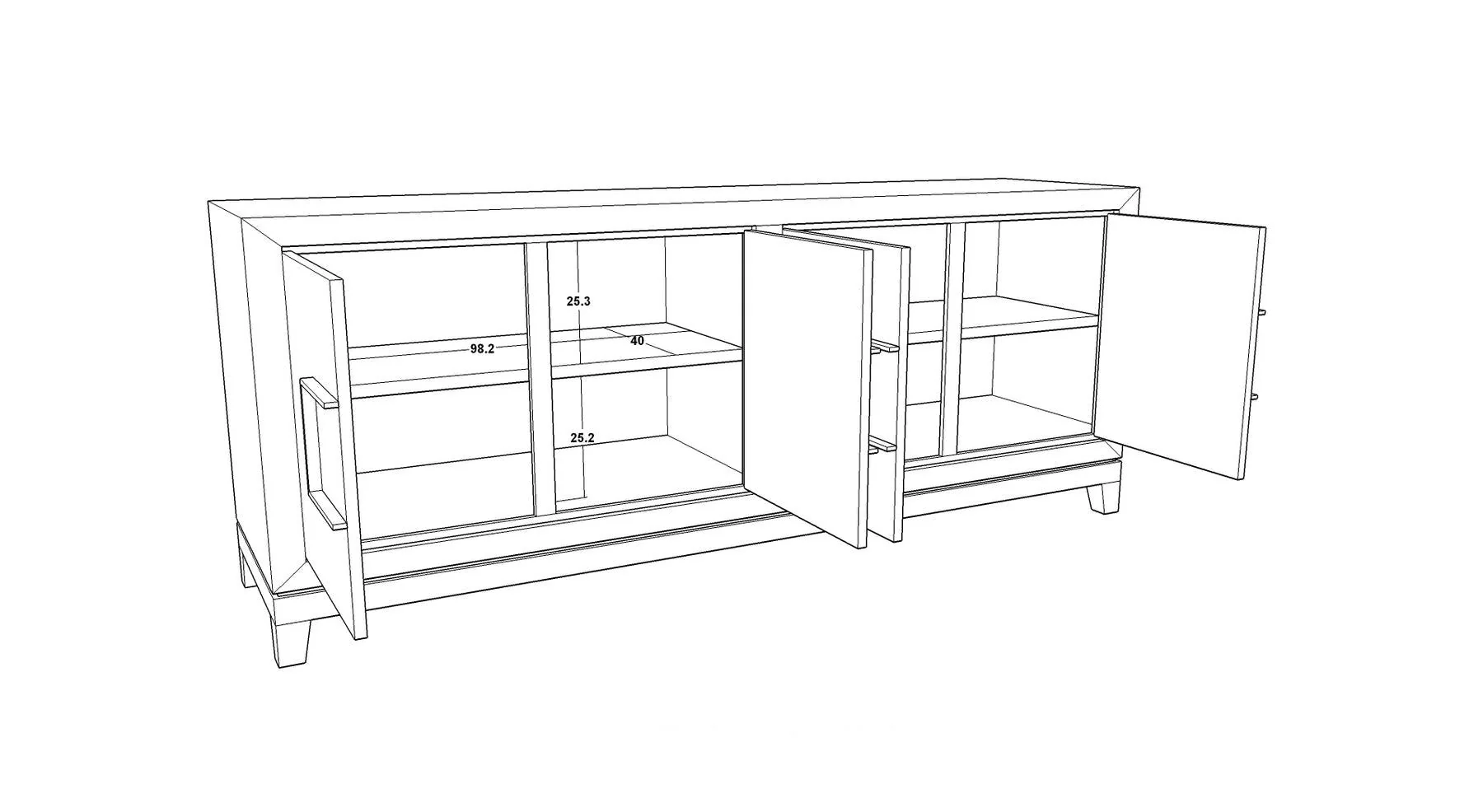 Berkeley Designs Lucca 4 Door Sideboard In Grey/Taupe Oak - Image 3