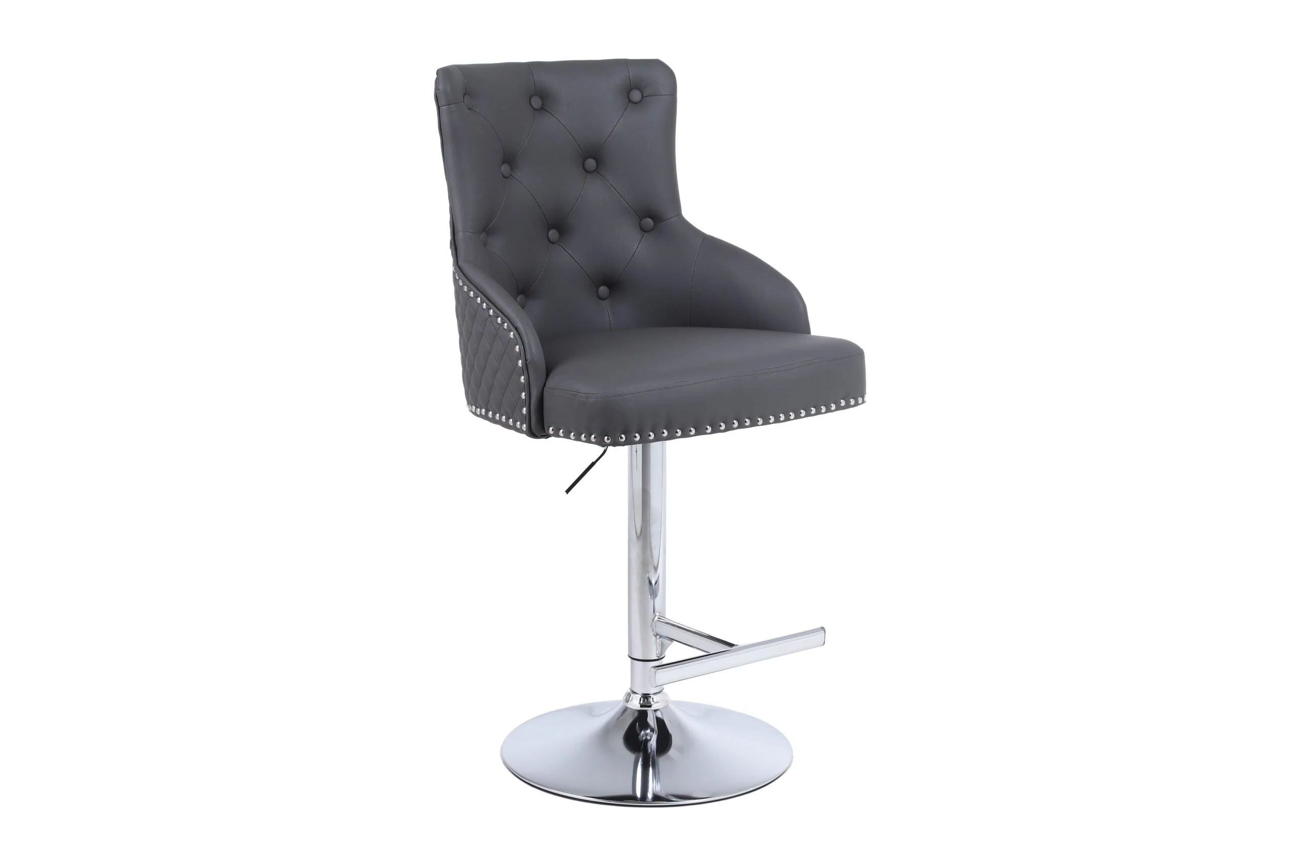 Majestic Grey PU Faux Leather Barstool With Lion Knocker - Image 3