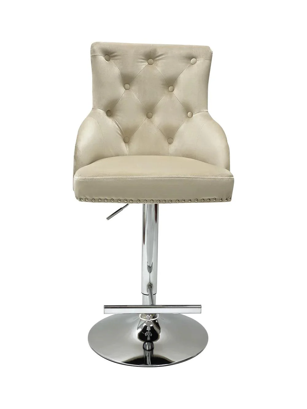 Majestic Mink Brushed Velvet Bar Stool With Lion Knocker - Image 4