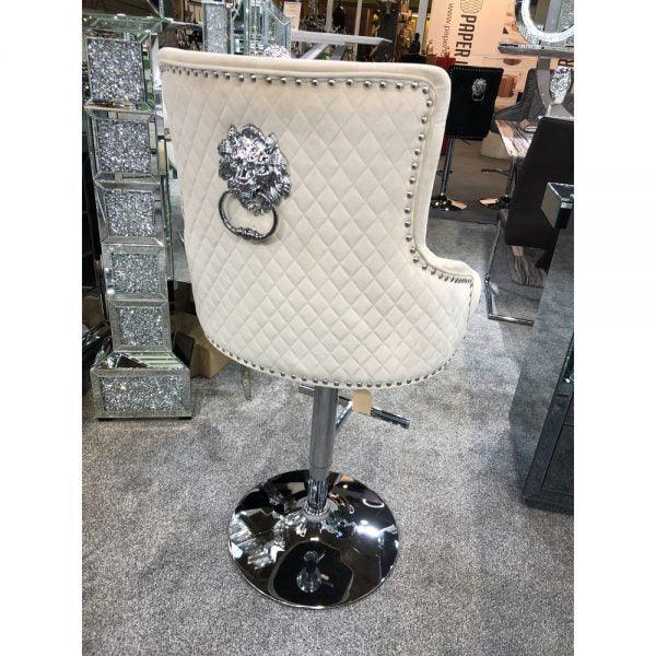 Majestic Mink Brushed Velvet Bar Stool With Lion Knocker - Image 6