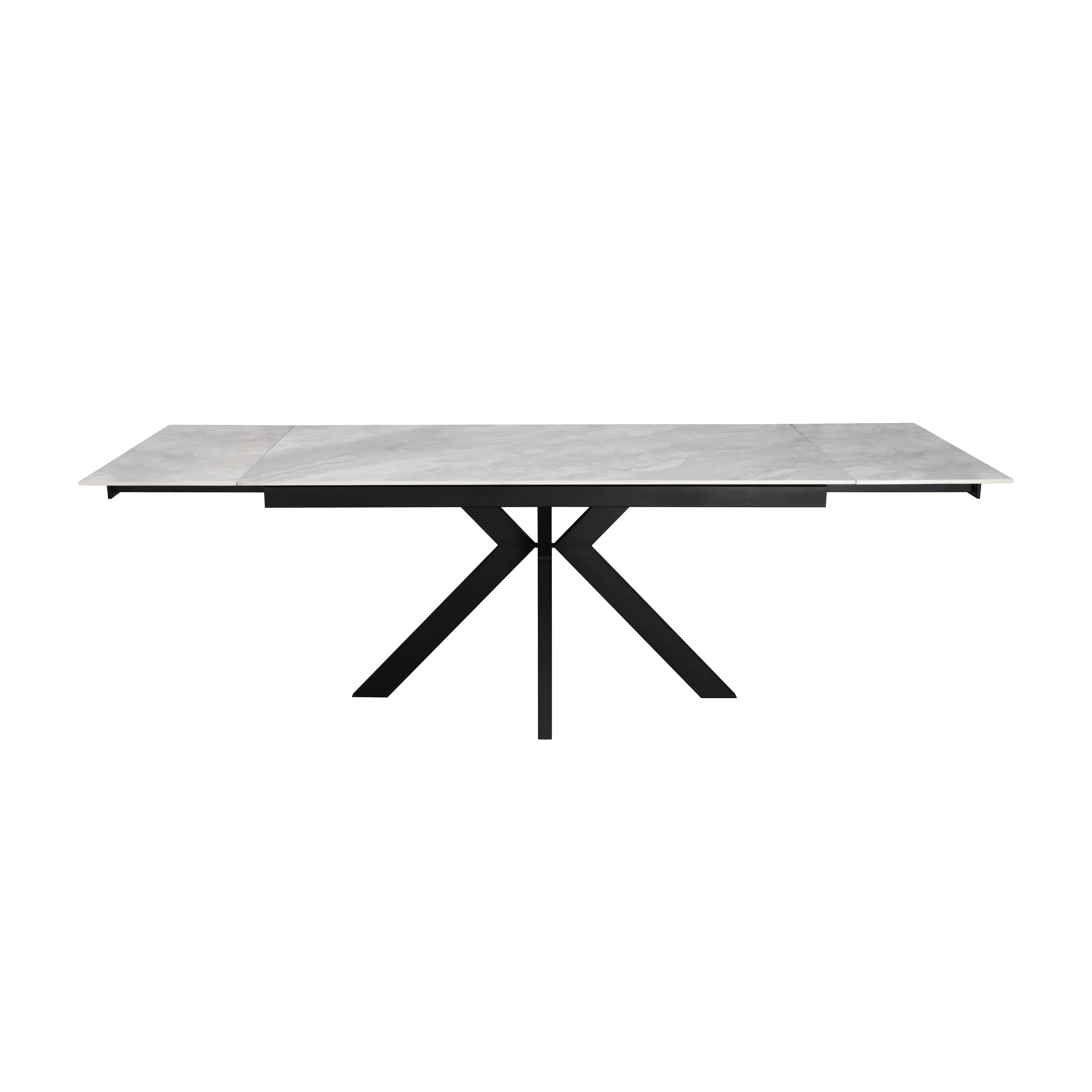 Nova 160-240cm White Ceramic Marble Side Extending Dining Table With Swivel Velvet Dining Chairs - Image 5
