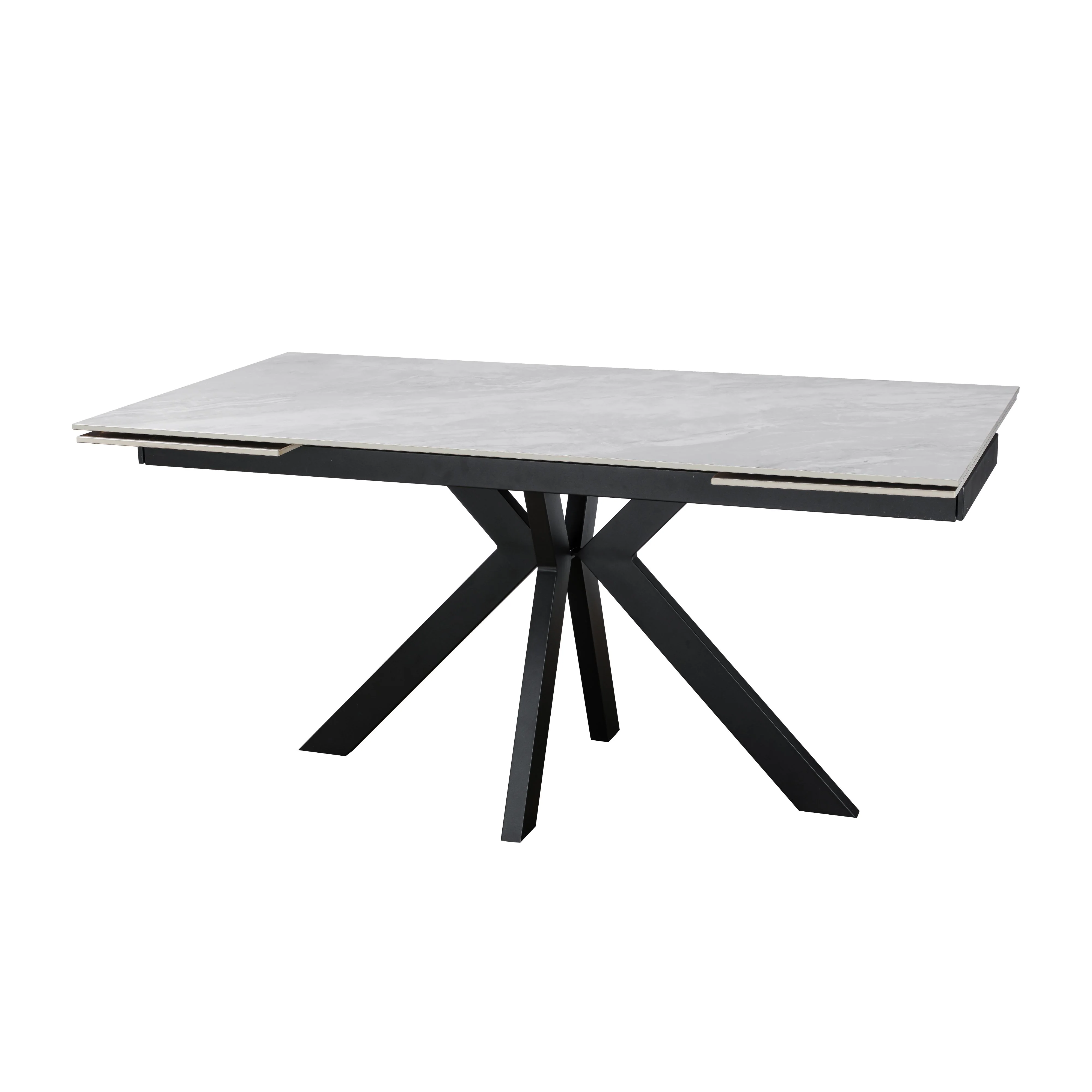 Nova 160-240cm White Ceramic Marble Side Extending Dining Table With Swivel Velvet Dining Chairs - Image 7