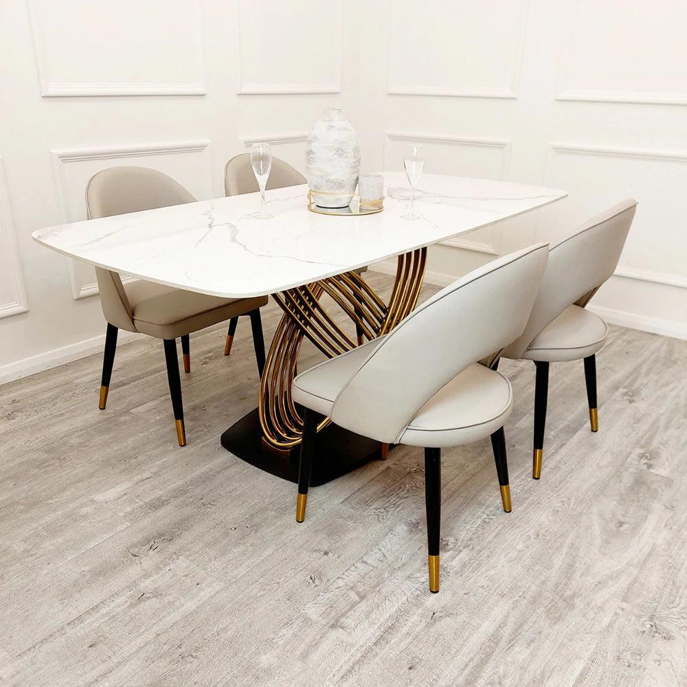Orion Gold 180cm Dining Table with Polar White Sintered Stone Top - Image 3