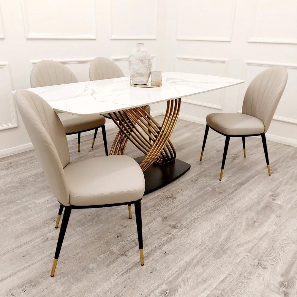 Orion Gold 180cm Dining Table with Polar White Sintered Stone Top - Image 5
