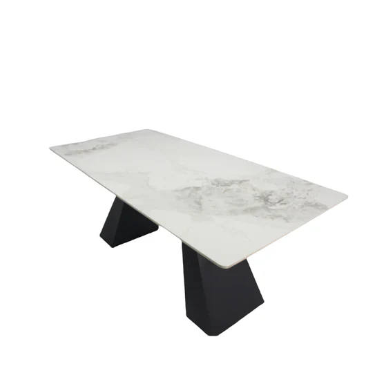 Roma 180cm White Ceramic Marble Dining Table + Cream Boucle Velvet Chairs - Image 7