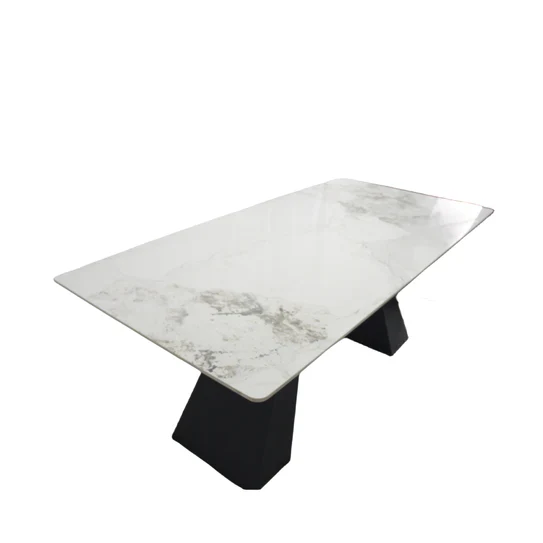 Roma 180cm White Ceramic Marble Dining Table + Cream Boucle Velvet Chairs - Image 9