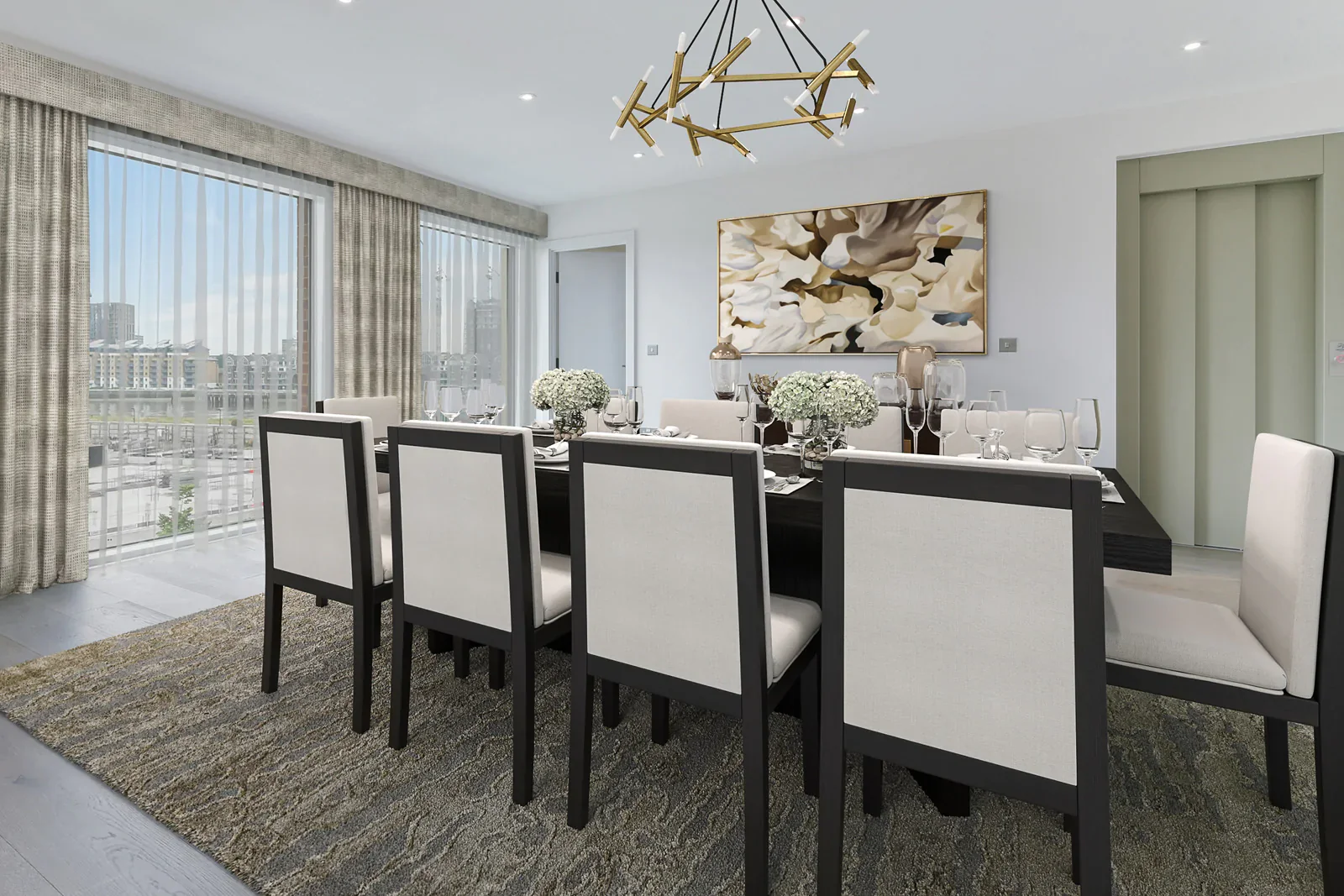 Berkeley Designs Sorrento Modern Design 10-Seater Dining Table in Textured Dark Oak Veneer - Image 5