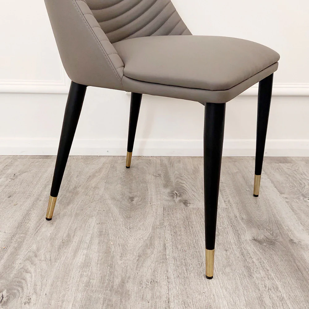 Titus 140cm Black Dining Table with Sintered Ceramic Stone Top + Alba PU Leather Dining Chairs - Image 11