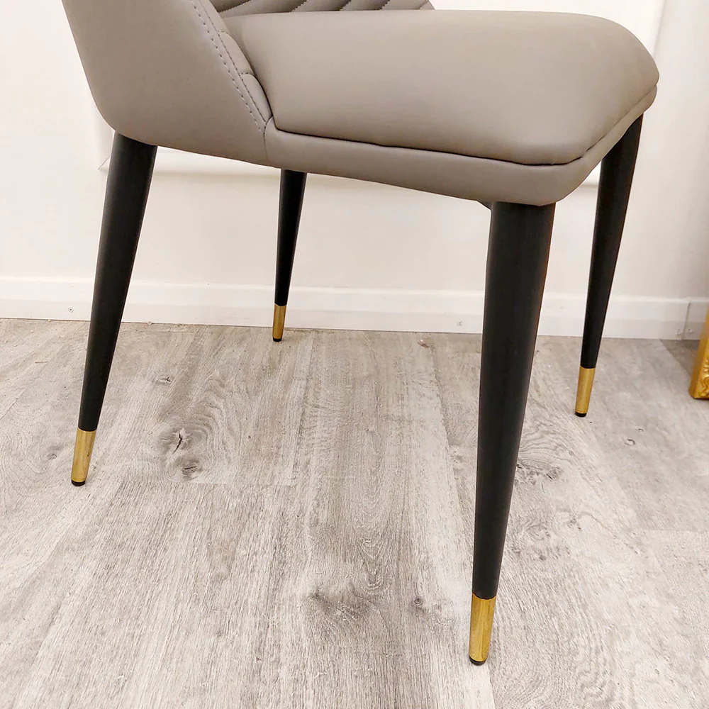 Titus 140cm Black Dining Table with Sintered Ceramic Stone Top + Alba PU Leather Dining Chairs - Image 15