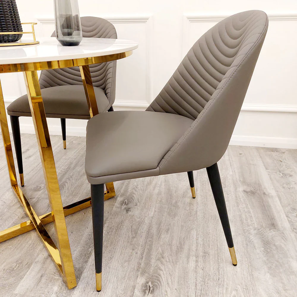 Titus 140cm Black Dining Table with Sintered Ceramic Stone Top + Alba PU Leather Dining Chairs - Image 16