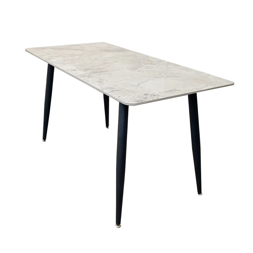 Titus 140cm Black Dining Table with Sintered Ceramic Stone Top + Alba PU Leather Dining Chairs - Image 7