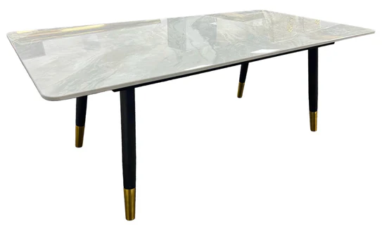 Venus 120cm Black Dining Table with Grey Ceramic Stone Top - Image 5